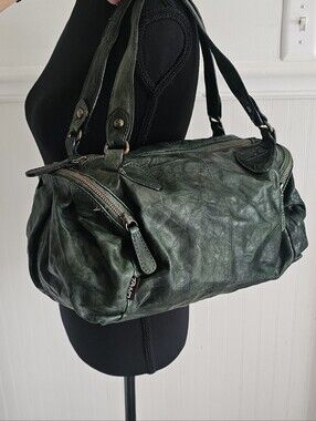 Tano Green Mini Duffle Leather Shoulder Bag